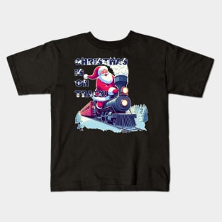 Santa On a Train Kids T-Shirt